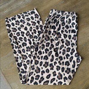 Viv & Lou Leopard Print Wide Leg Pants - Beige & Brown